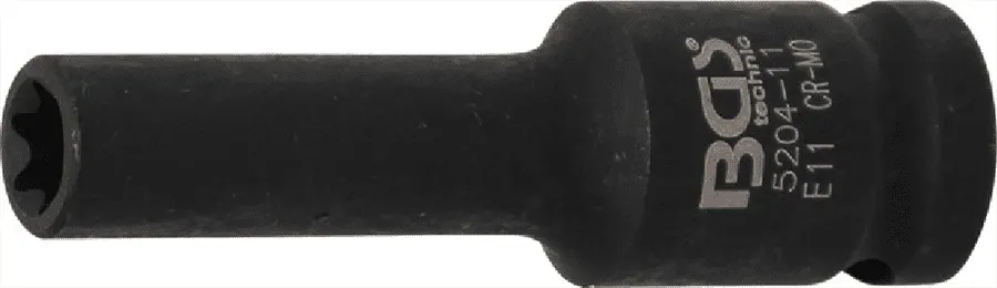 BGS Kraft-Steckschlüssel-Einsatz E-Profil, tief | 12,5 mm (1/2") | SW E11 mm – 5204-11