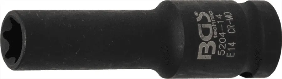 BGS Kraft-Steckschlüssel-Einsatz E-Profil, tief | 12,5 mm (1/2") | SW E14 mm – 5204-14
