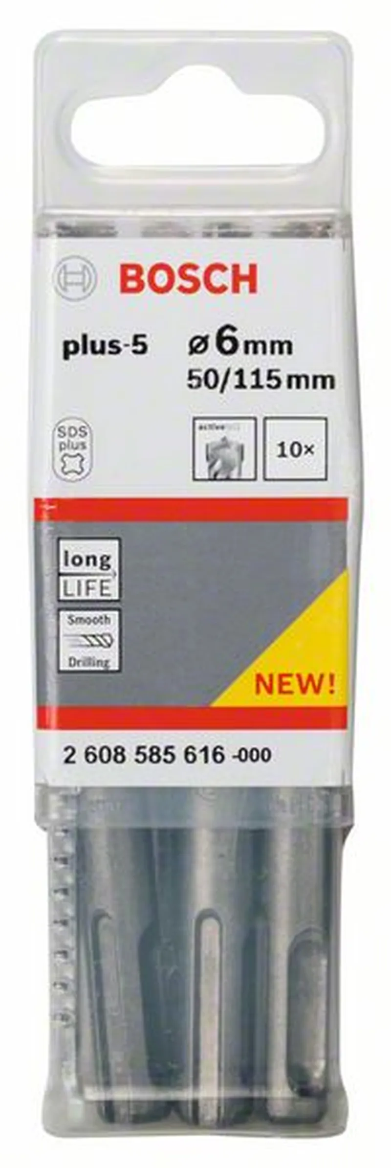 BOSCH Hammerbohrer SDS-plus-5 6 x 50 x 115 mm 10er-Pack 2608585616