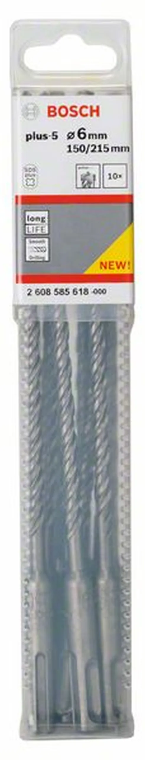 BOSCH Hammerbohrer SDS-plus-5 6 x 150 x 215 mm 10er-Pack 2608585618