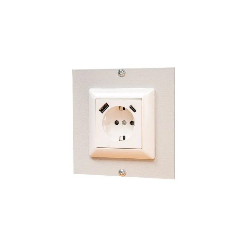 Abdeckblech inkl. Schukostecker, USB A und USB C Anschluss Maße in mm (BxH): 125 x 125